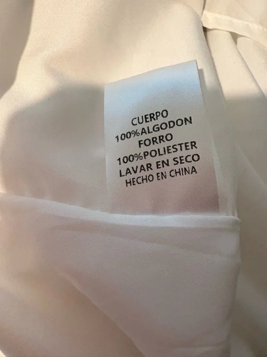 TCEC Poplin Collared Short Sleeve Tiered Mini Dress with Puff Sleeves size Large - Picture 8 of 8